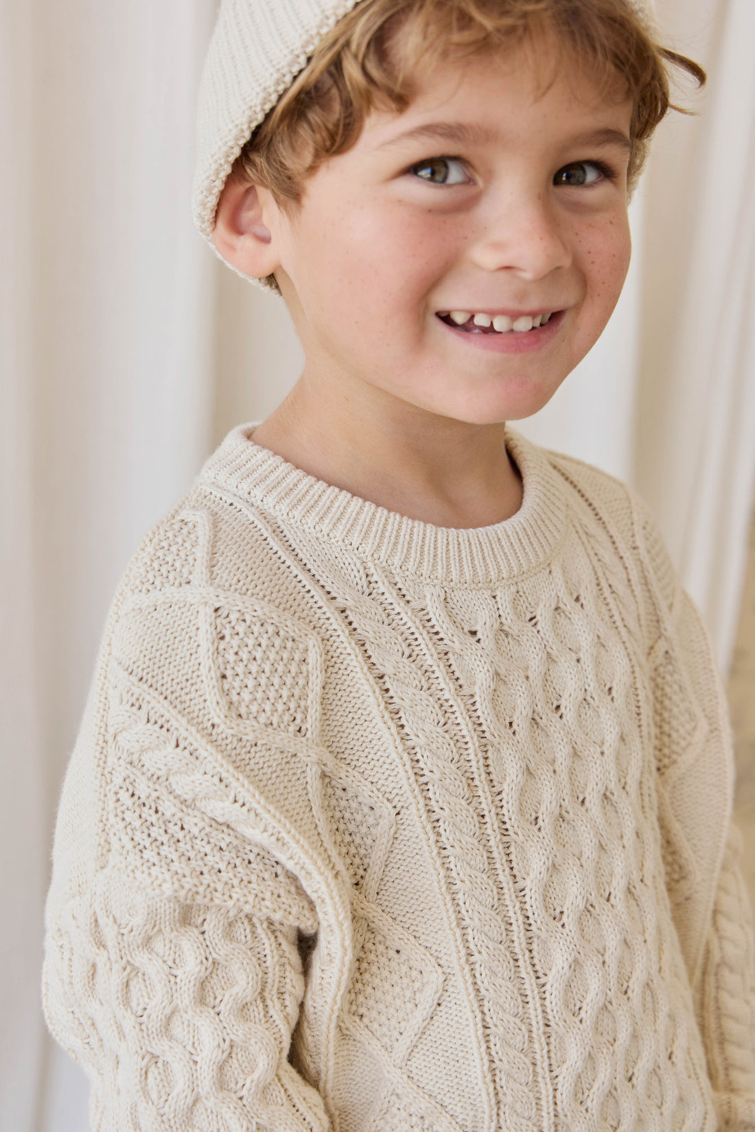 Sawyer Knit Jumper - Vanilla Childrens Jumper from Jamie Kay NZ