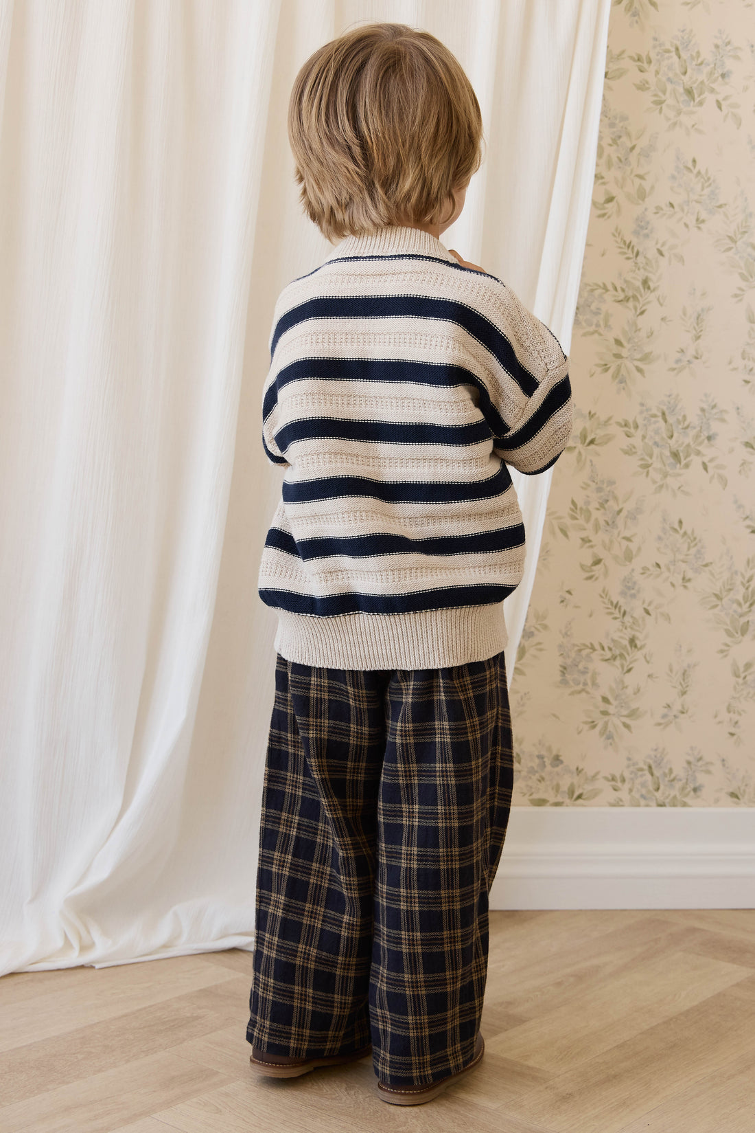 Byron Jumper - Byron Stripe Oat/Eclipse Childrens Jumper from Jamie Kay NZ