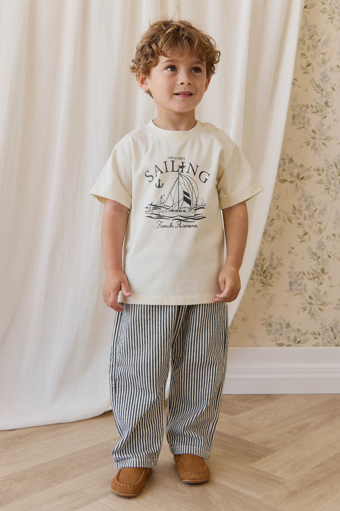 Kingsley Pant - Sailor Stripe Eclipse/Cloud Childrens Pant from Jamie Kay NZ