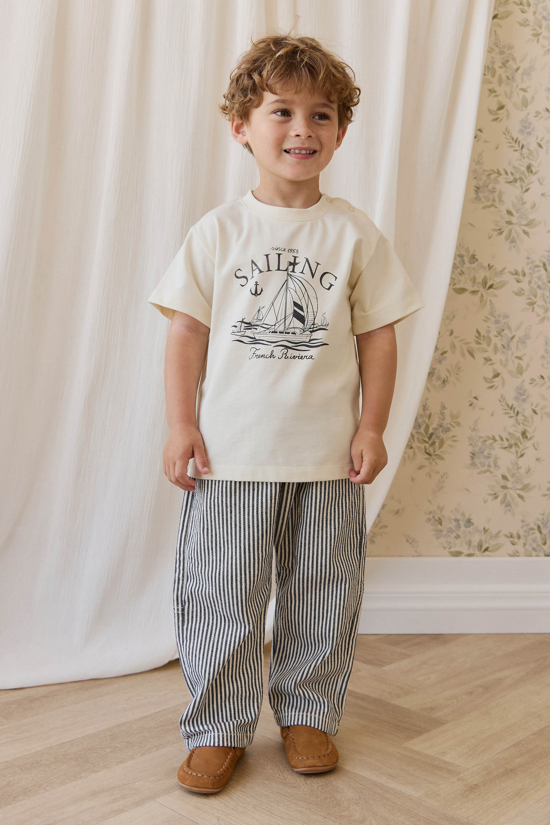 Organic Cotton Bjorn Tee - French Riviera Eclipse Childrens Top from Jamie Kay NZ