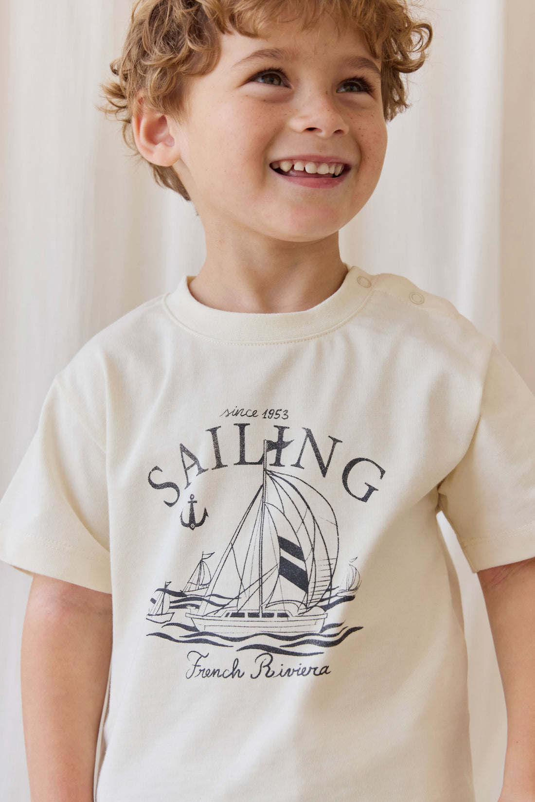 Organic Cotton Bjorn Tee - French Riviera Eclipse Childrens Top from Jamie Kay NZ