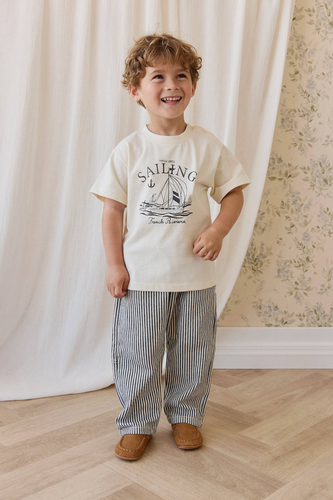Kingsley Pant - Sailor Stripe Eclipse/Cloud Childrens Pant from Jamie Kay NZ