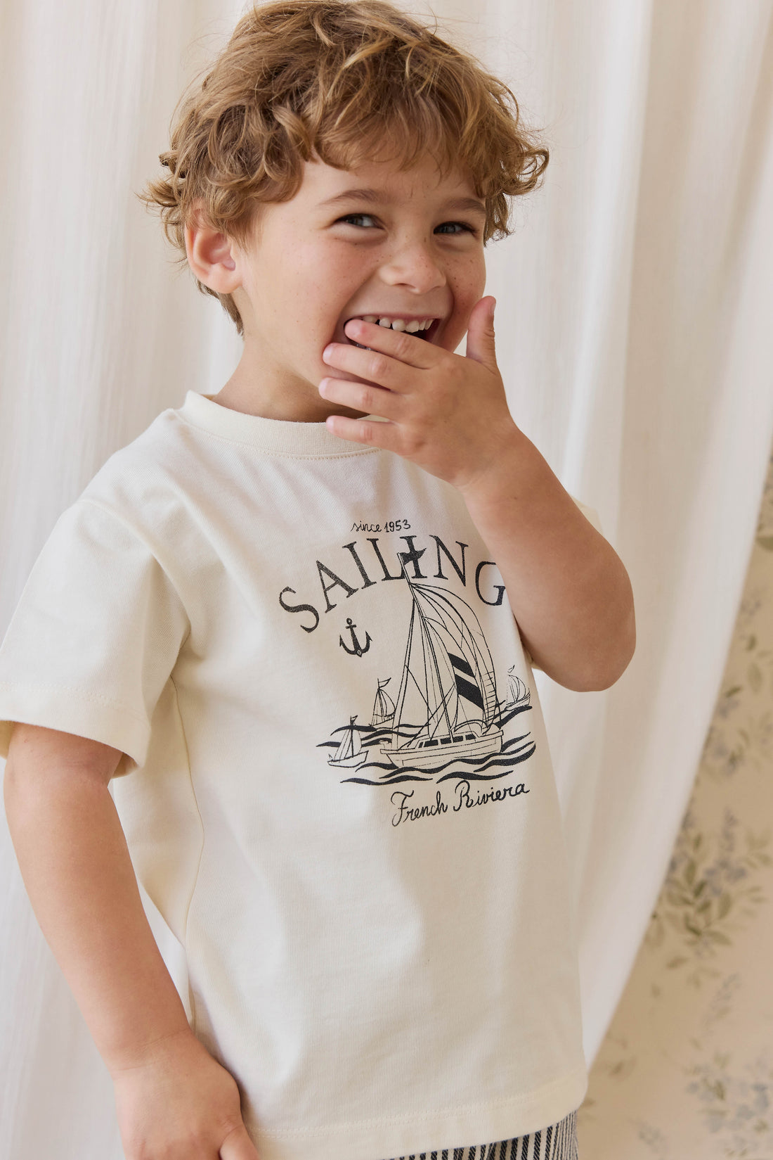 Organic Cotton Bjorn Tee - French Riviera Eclipse Childrens Top from Jamie Kay NZ