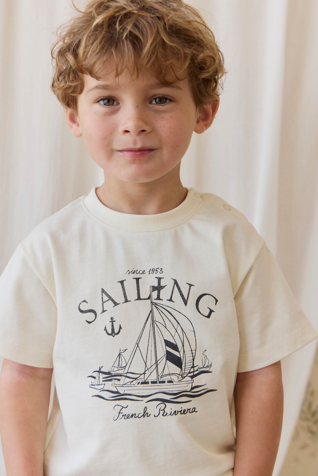 Organic Cotton Bjorn Tee - French Riviera Eclipse Childrens Top from Jamie Kay NZ