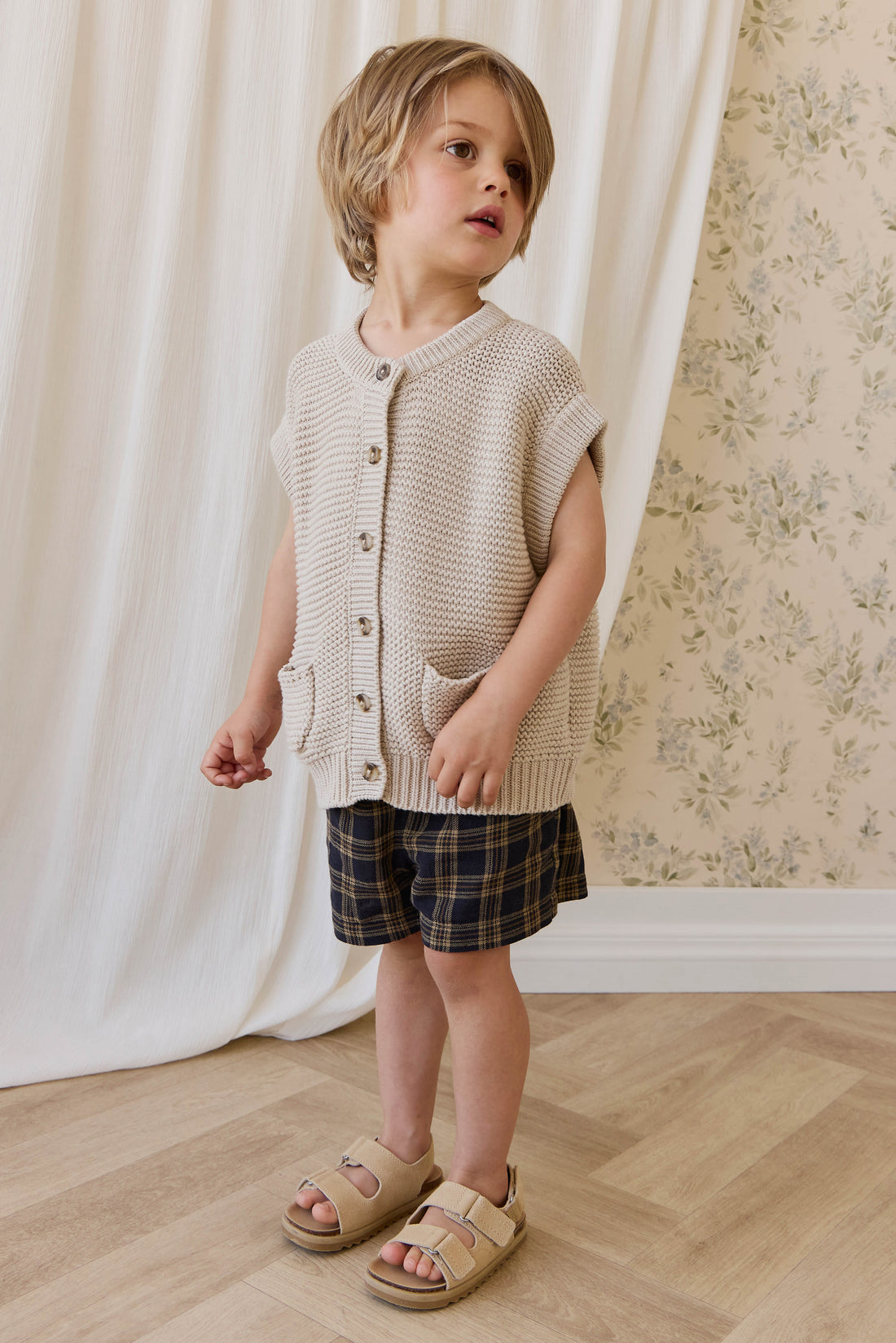 Organic Cotton Louis Short - Woodland Check Childrens Shorts from Jamie Kay NZ