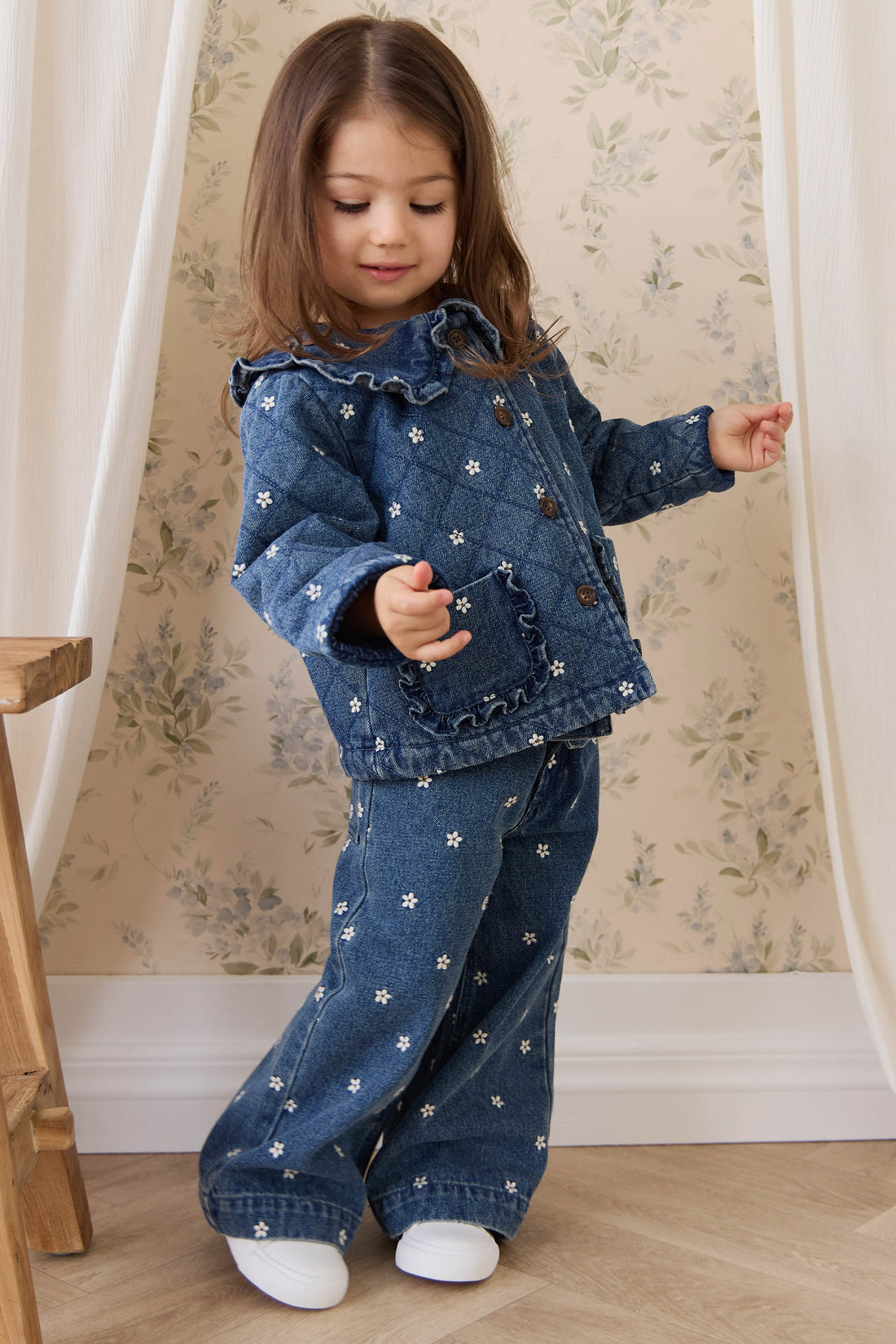 Amandine Jacket - Josie Floral Denim Childrens Jacket from Jamie Kay NZ