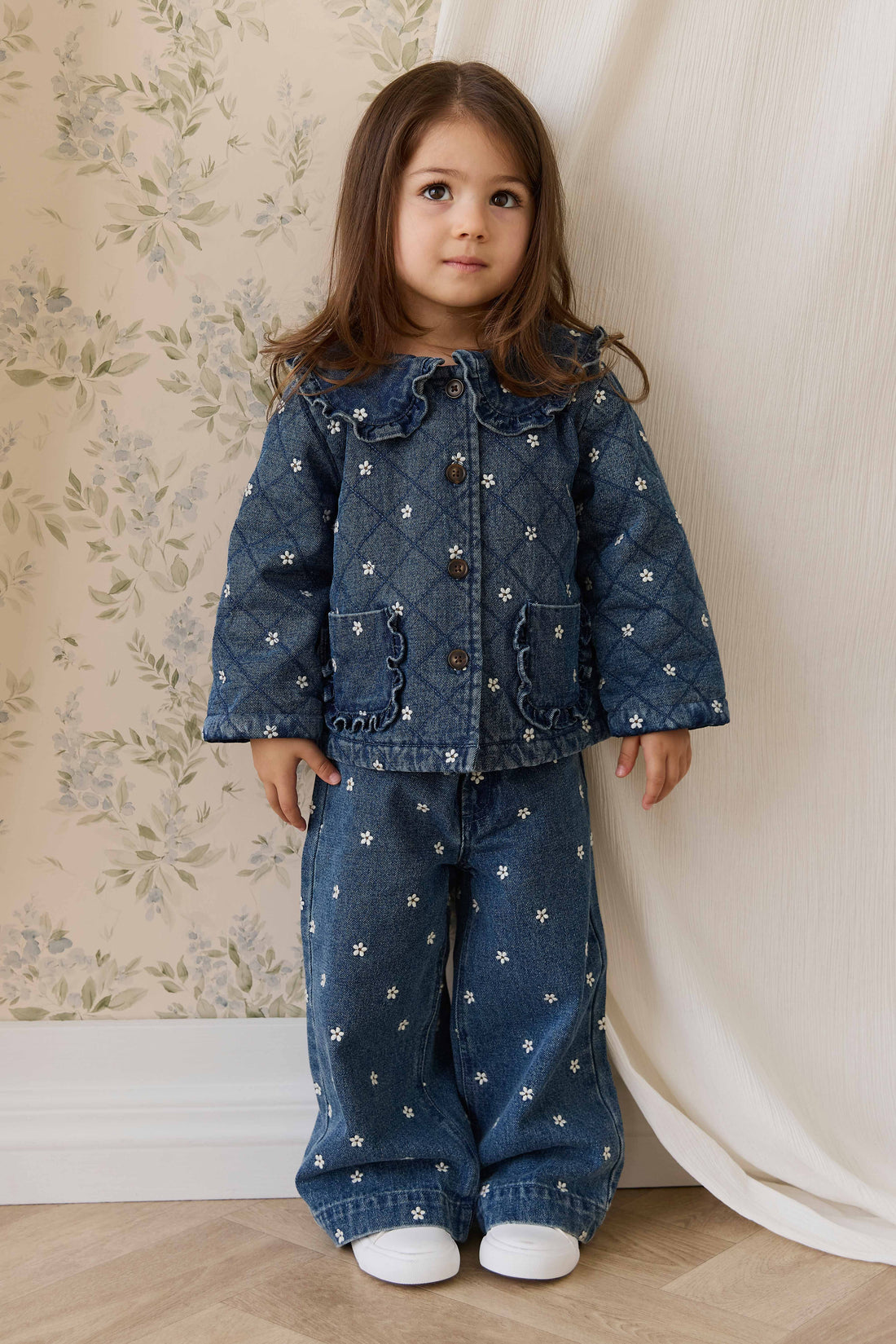 Amandine Pant - Josie Floral Denim Childrens Pant from Jamie Kay NZ