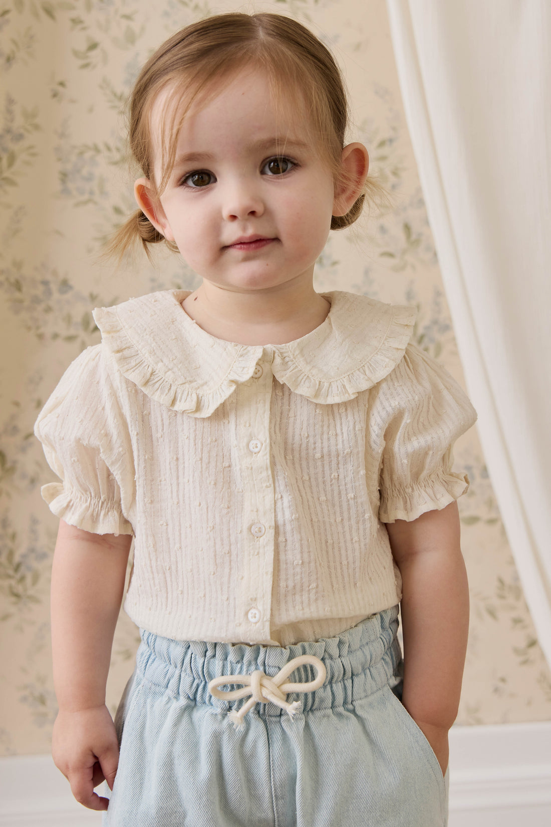 Organic Cotton Bowie Blouse - Parchment Childrens Top from Jamie Kay NZ