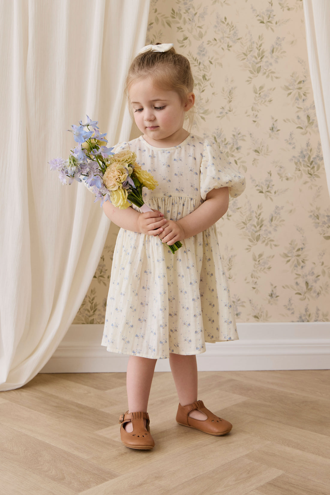 Organic Cotton Muslin Frannie Dress - Molly Blue Childrens Dress from Jamie Kay NZ