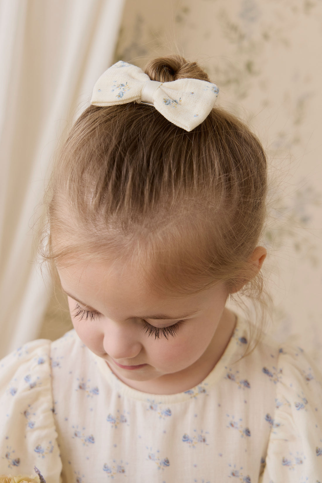 Organic Cotton Muslin Desiree Bow - Molly Blue Childrens Bow from Jamie Kay NZ