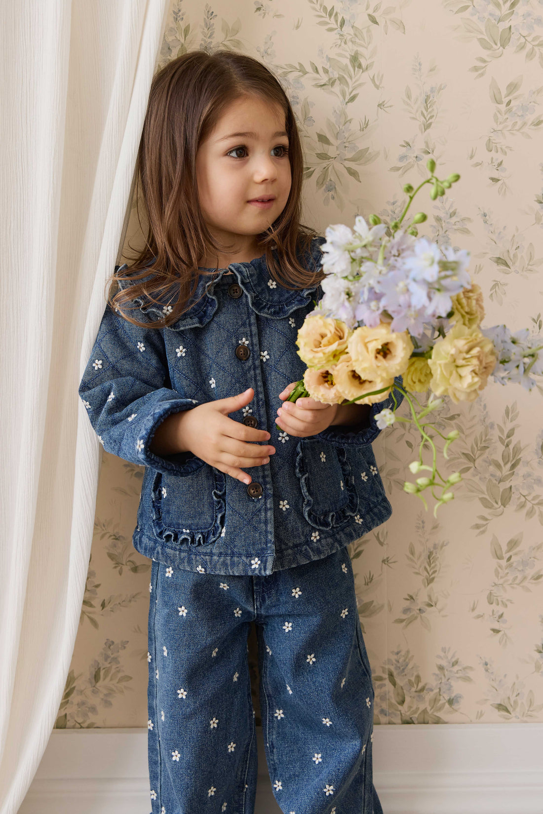 Amandine Pant - Josie Floral Denim Childrens Pant from Jamie Kay NZ