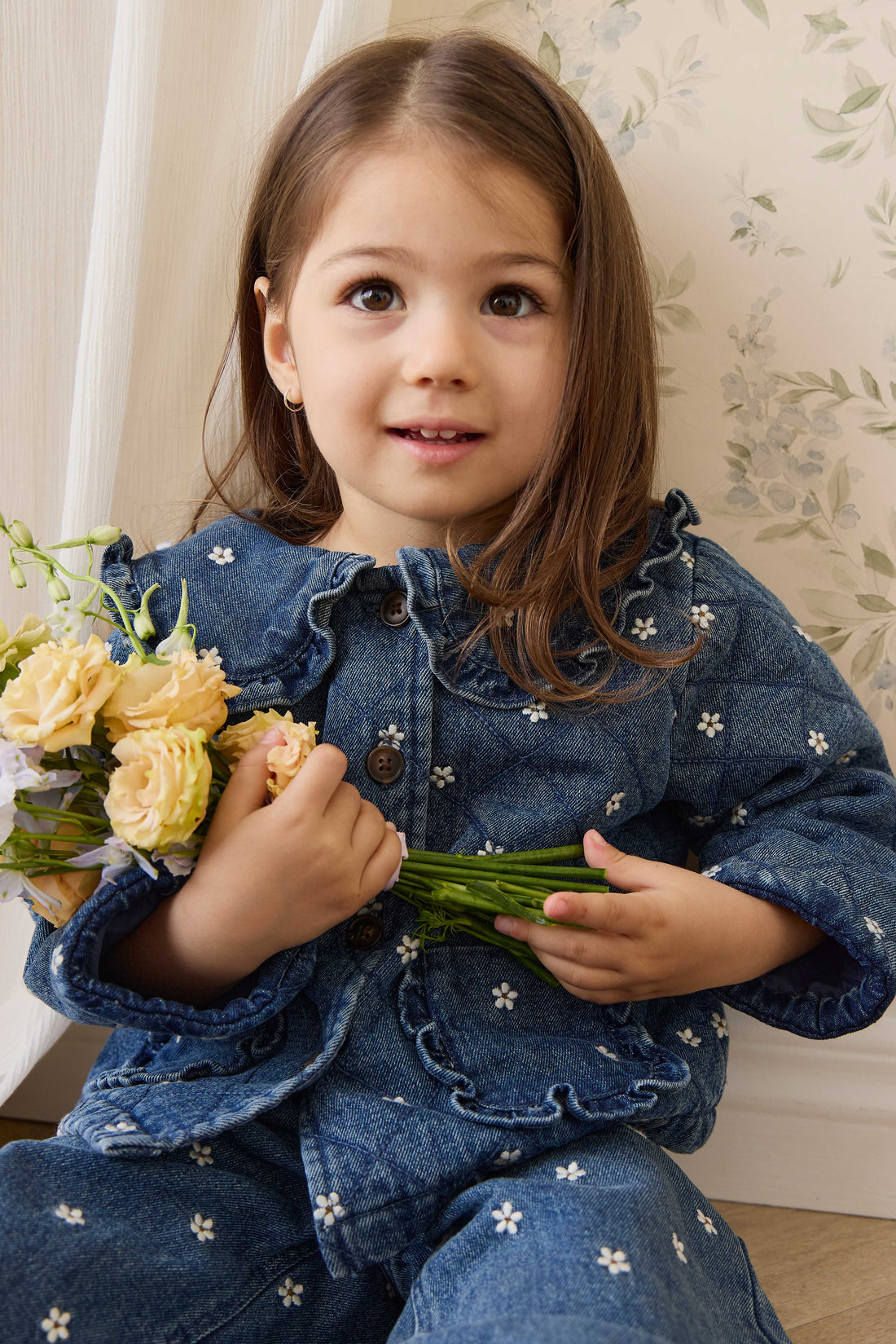 Amandine Jacket - Josie Floral Denim Childrens Jacket from Jamie Kay NZ