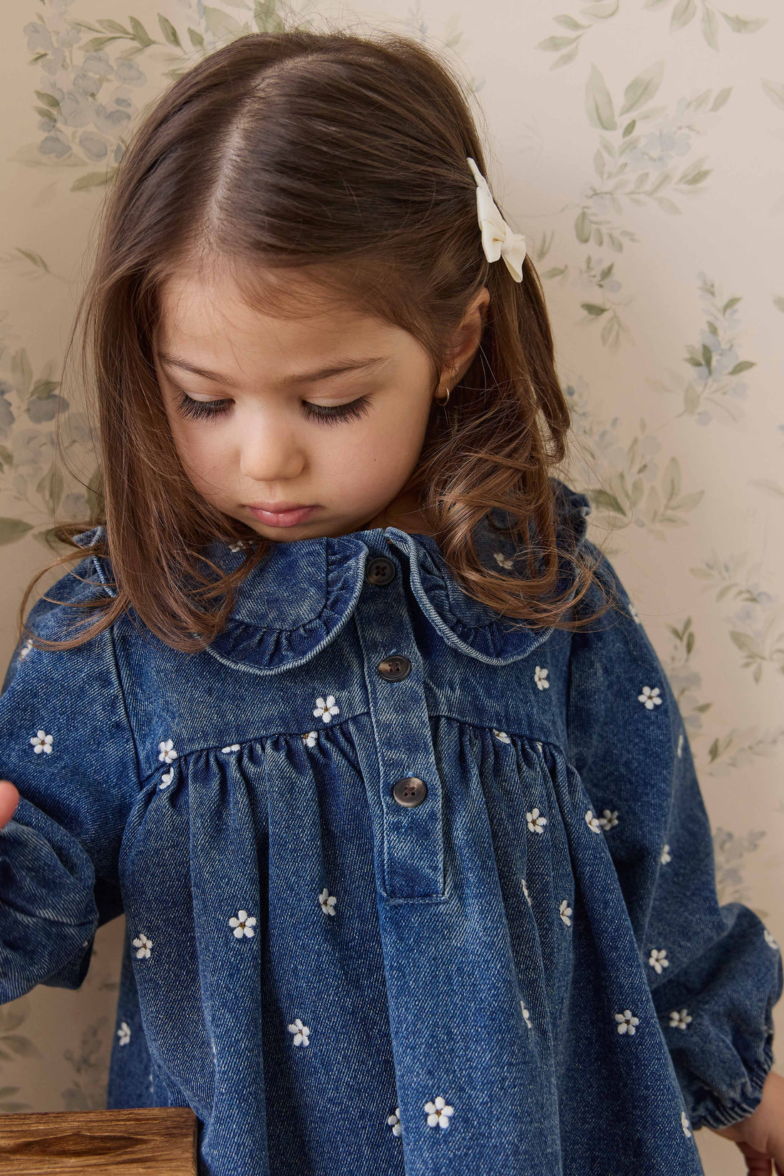 Ira Dress - Josie Floral Denim Childrens Dress from Jamie Kay NZ