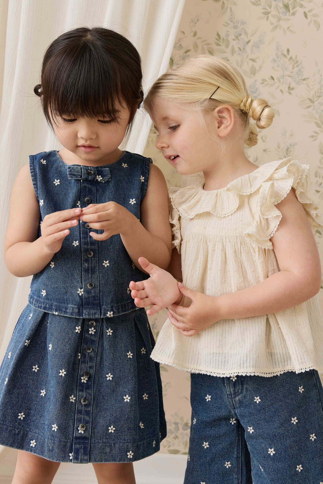 Etta Top - Josie Floral Denim Childrens Top from Jamie Kay NZ
