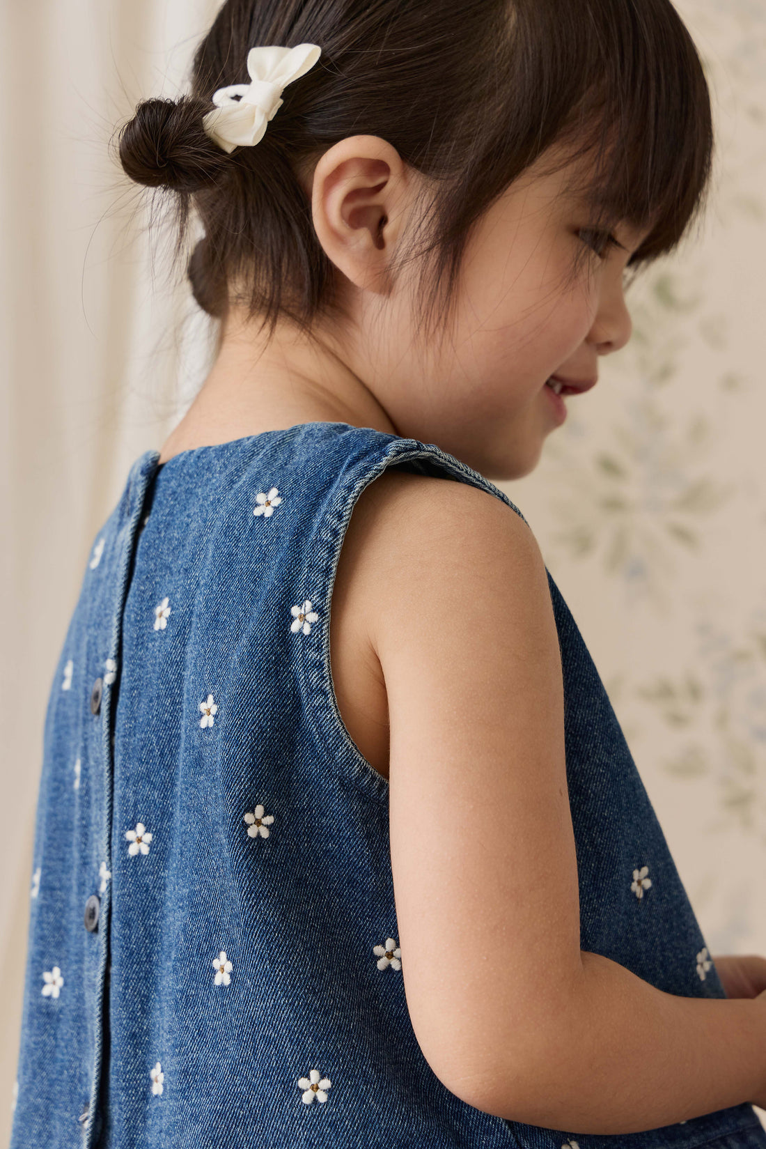 Etta Top - Josie Floral Denim Childrens Top from Jamie Kay NZ