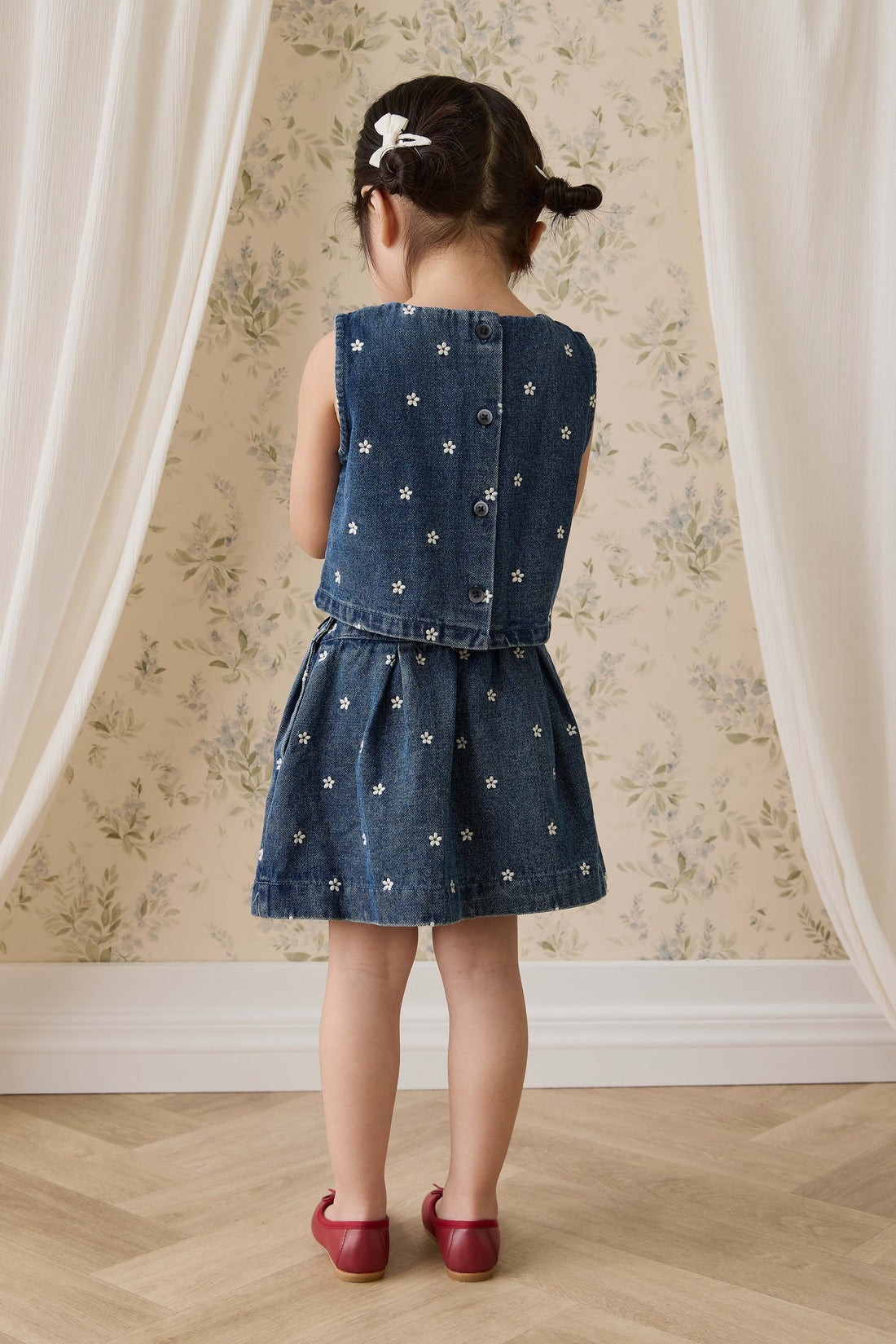 Etta Top - Josie Floral Denim Childrens Top from Jamie Kay NZ