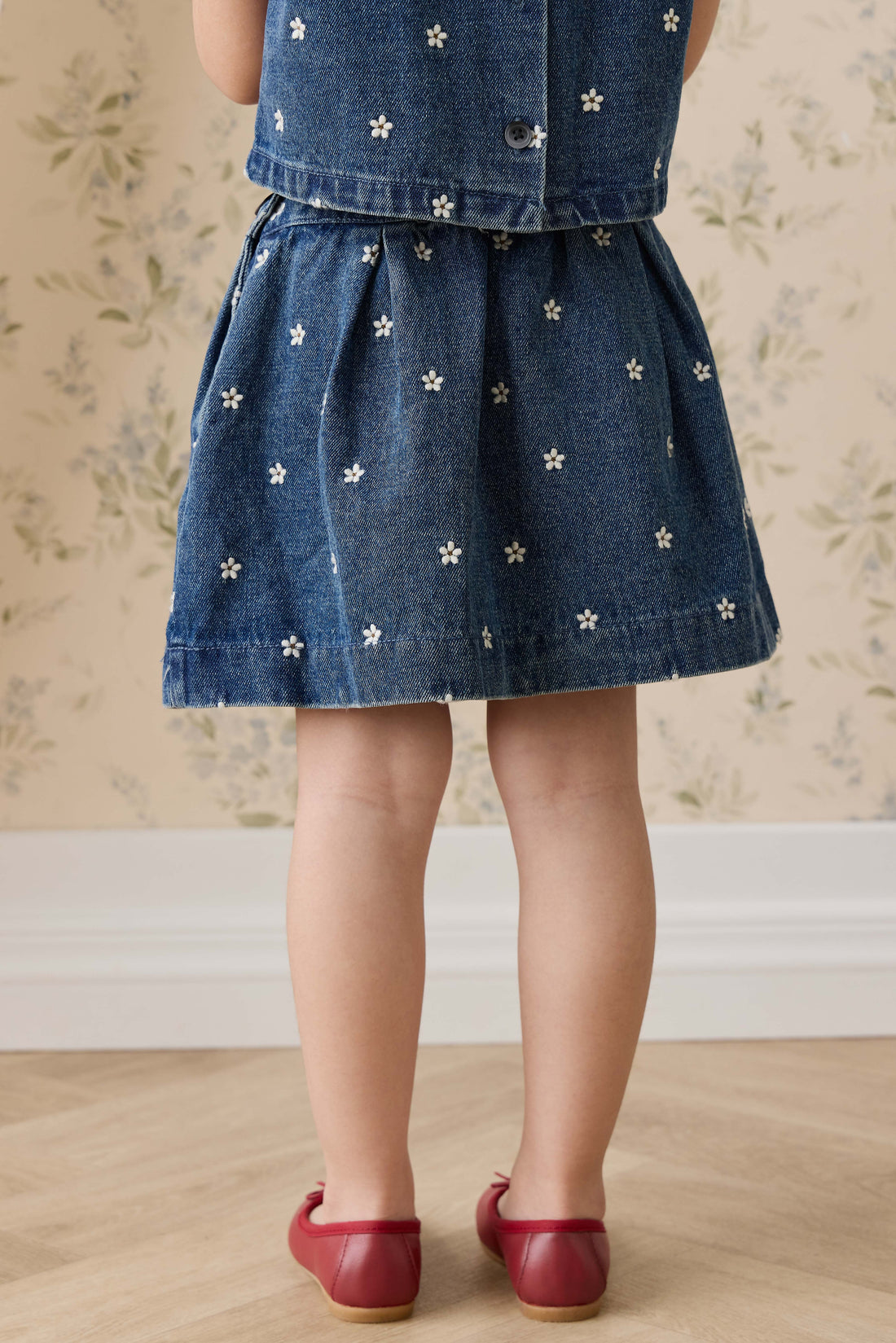 Etta Skirt - Josie Floral Denim Childrens Skirt from Jamie Kay NZ