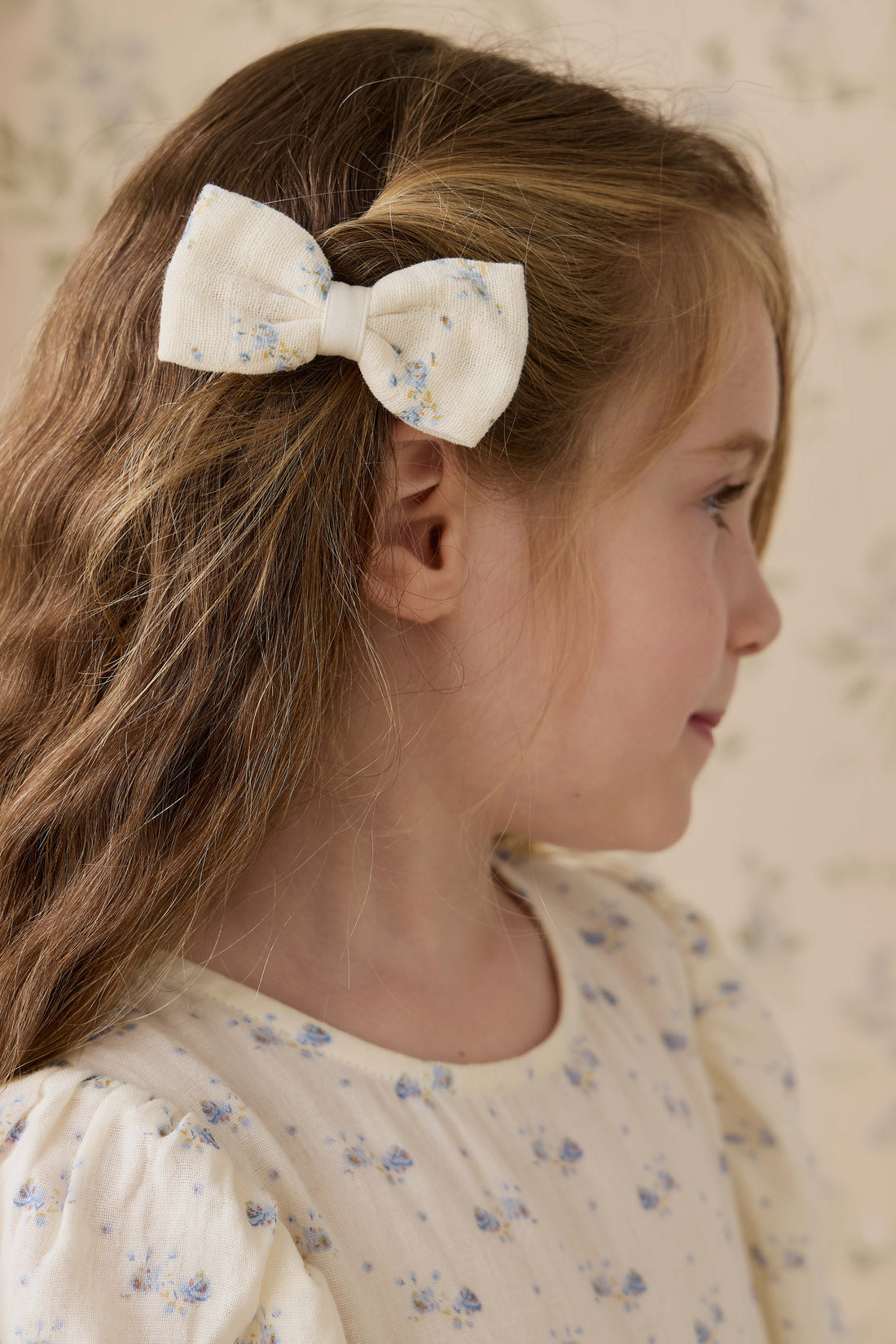 Organic Cotton Muslin Desiree Bow - Molly Blue Childrens Bow from Jamie Kay NZ