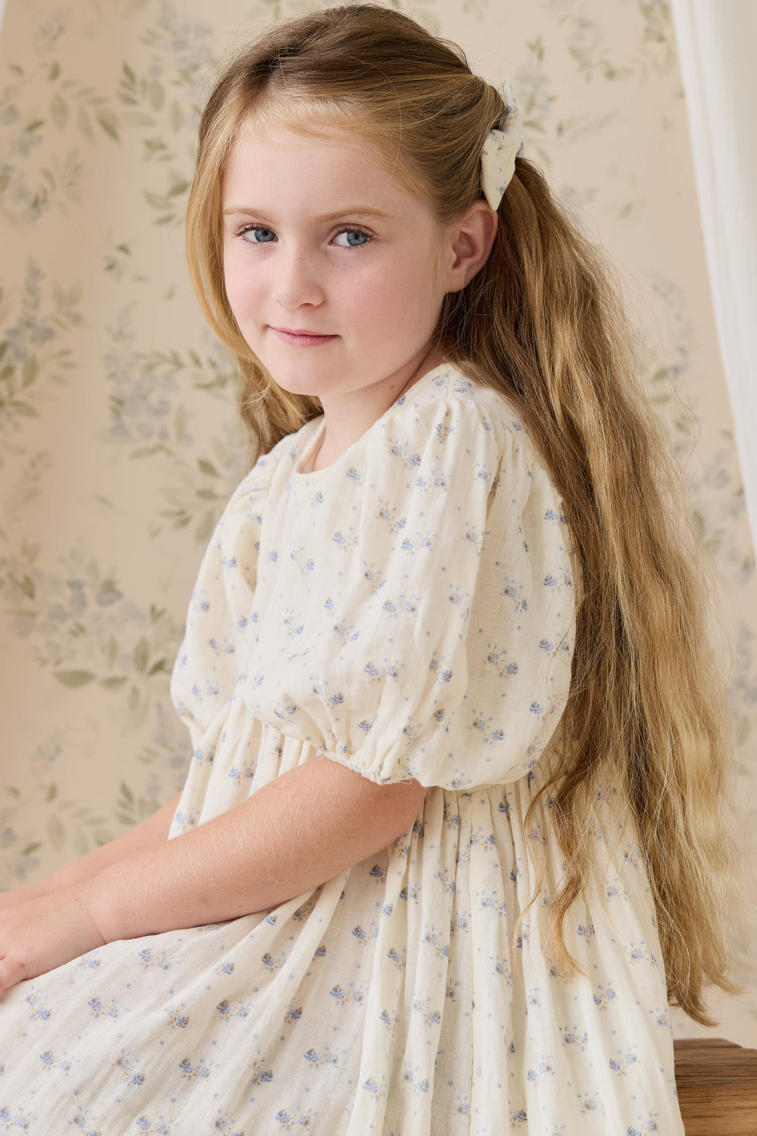 Organic Cotton Muslin Frannie Dress - Molly Blue Childrens Dress from Jamie Kay NZ