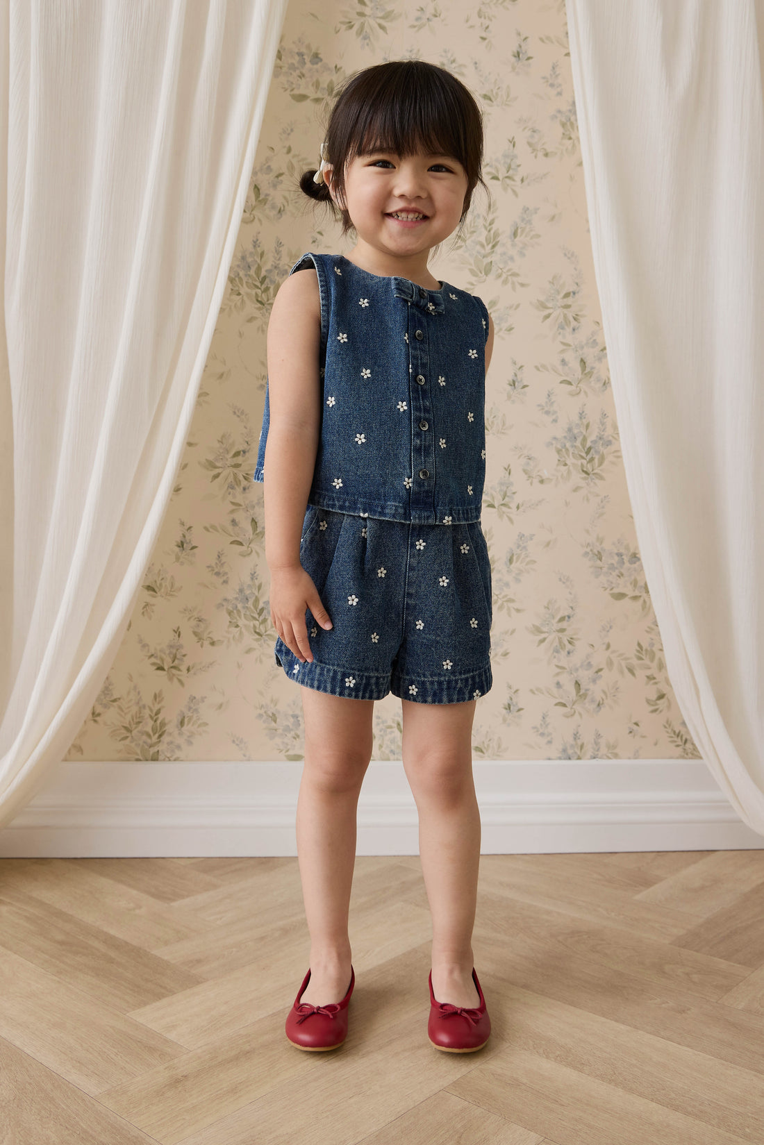 Jardine Short - Josie Floral Denim Childrens Shorts from Jamie Kay NZ