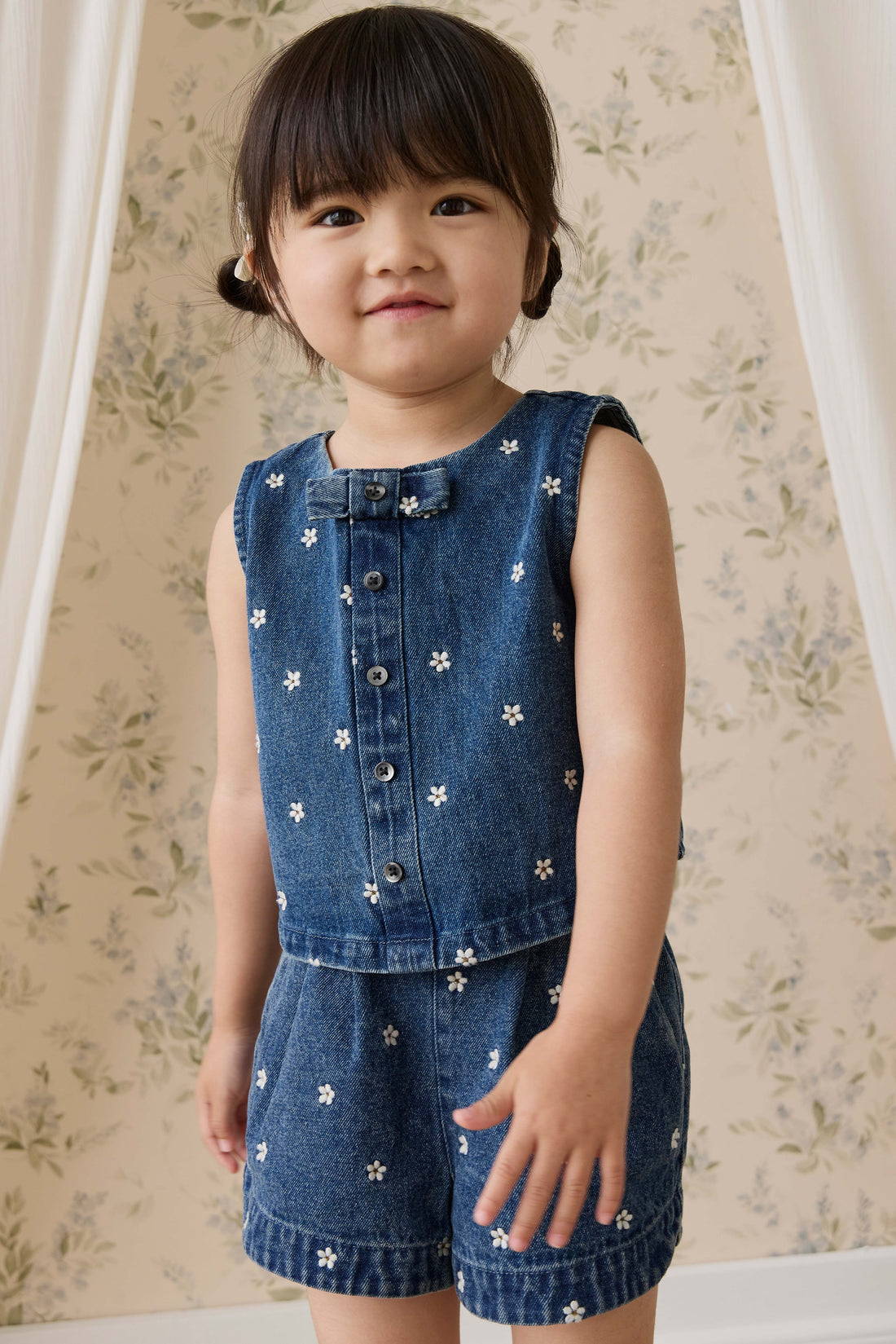 Jardine Short - Josie Floral Denim Childrens Shorts from Jamie Kay NZ