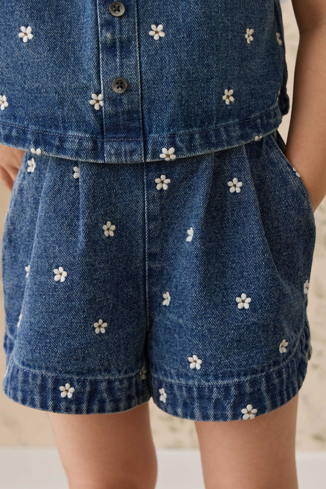 Jardine Short - Josie Floral Denim Childrens Shorts from Jamie Kay NZ
