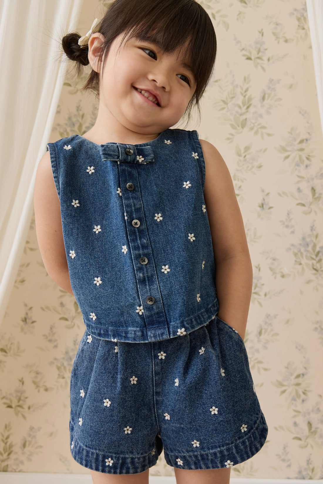Jardine Short - Josie Floral Denim Childrens Shorts from Jamie Kay NZ