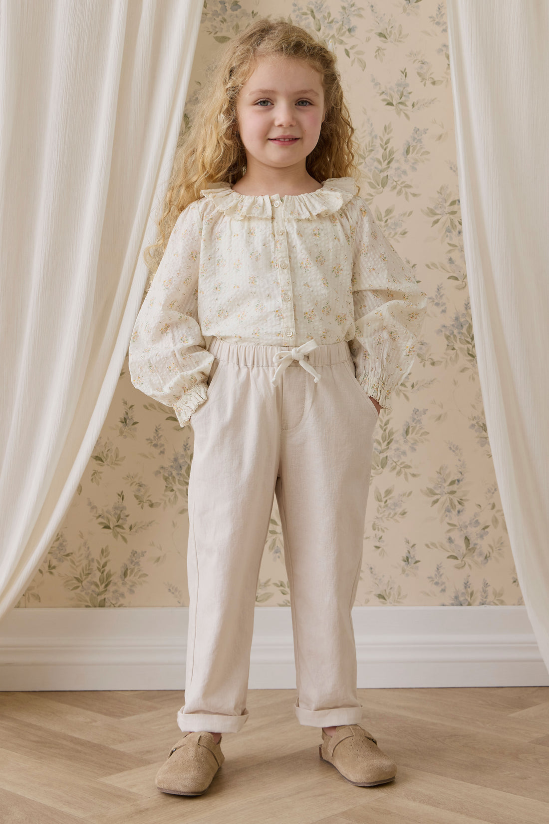 Organic Cotton Cecile Top - Justine Parchment Childrens Top from Jamie Kay NZ