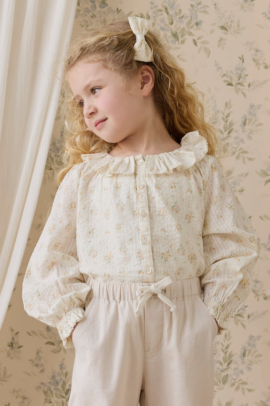 Organic Cotton Cecile Top - Justine Parchment Childrens Top from Jamie Kay NZ