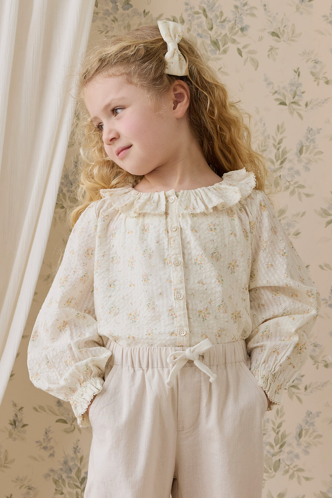 Ali Linen/Cotton Pant - Natural Childrens Pant from Jamie Kay NZ