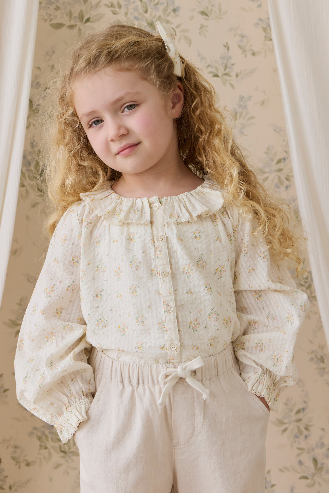 Organic Cotton Cecile Top - Justine Parchment Childrens Top from Jamie Kay NZ