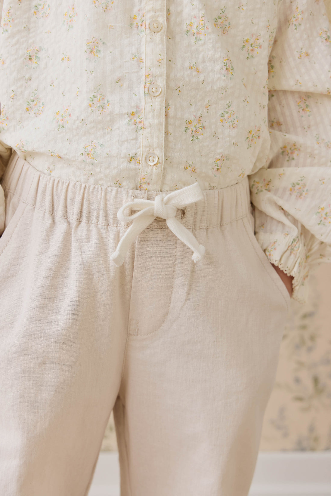 Ali Linen/Cotton Pant - Natural Childrens Pant from Jamie Kay NZ