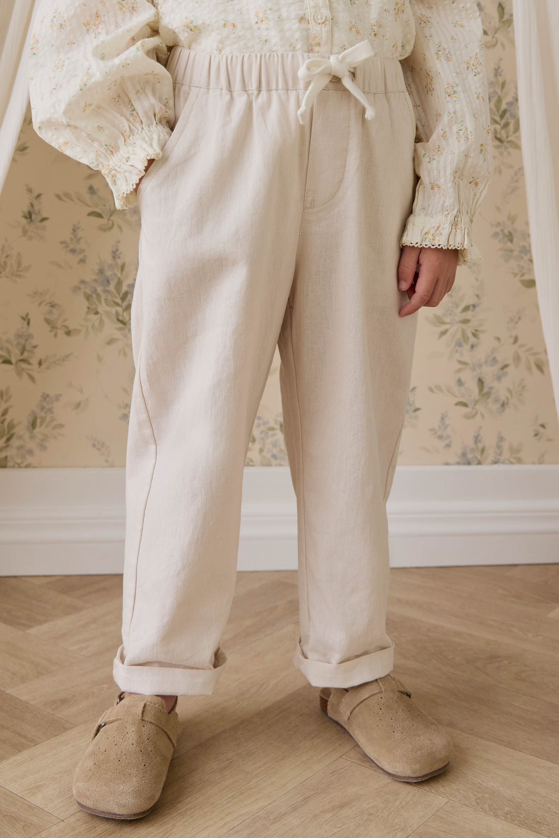 Ali Linen/Cotton Pant - Natural Childrens Pant from Jamie Kay NZ