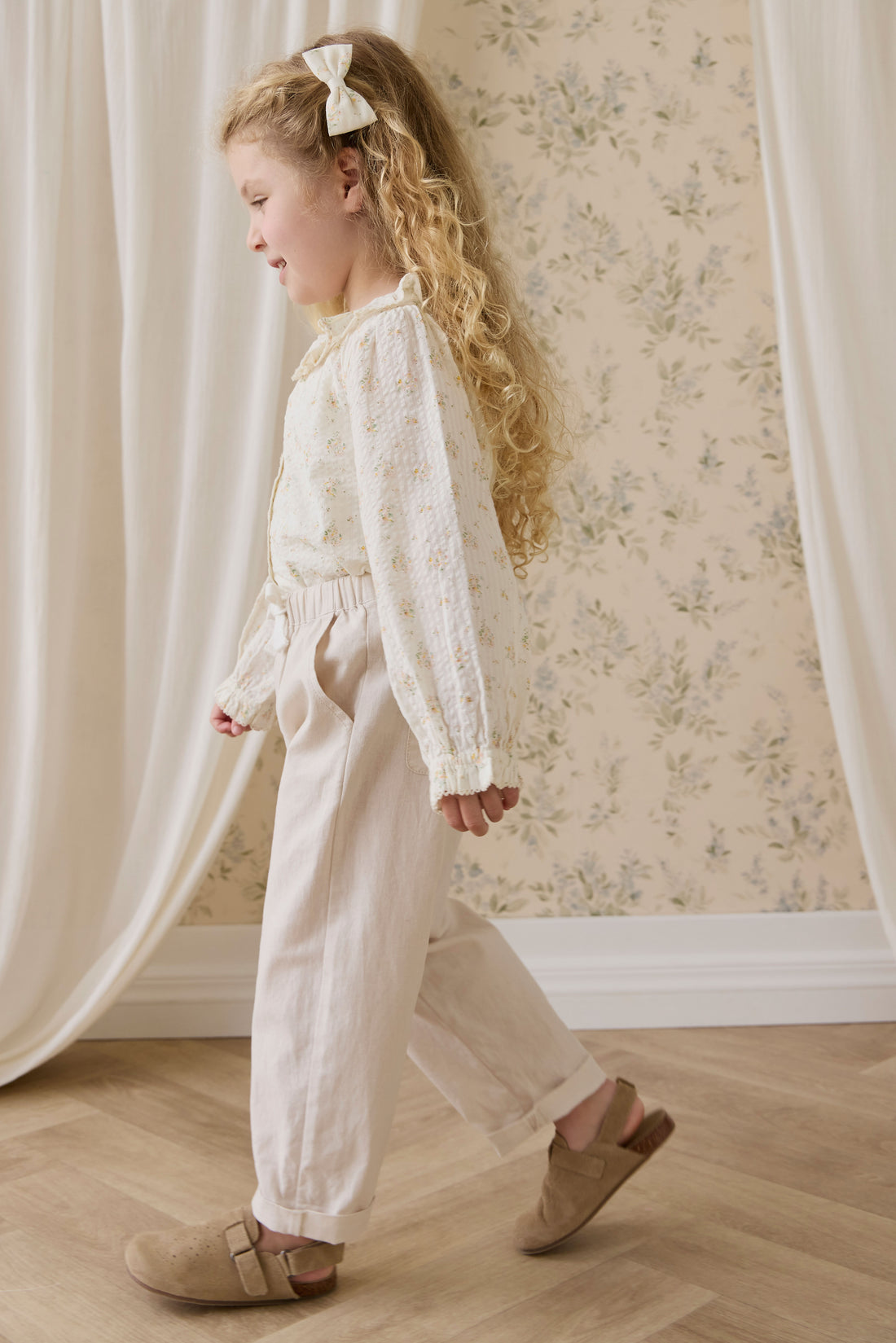 Ali Linen/Cotton Pant - Natural Childrens Pant from Jamie Kay NZ