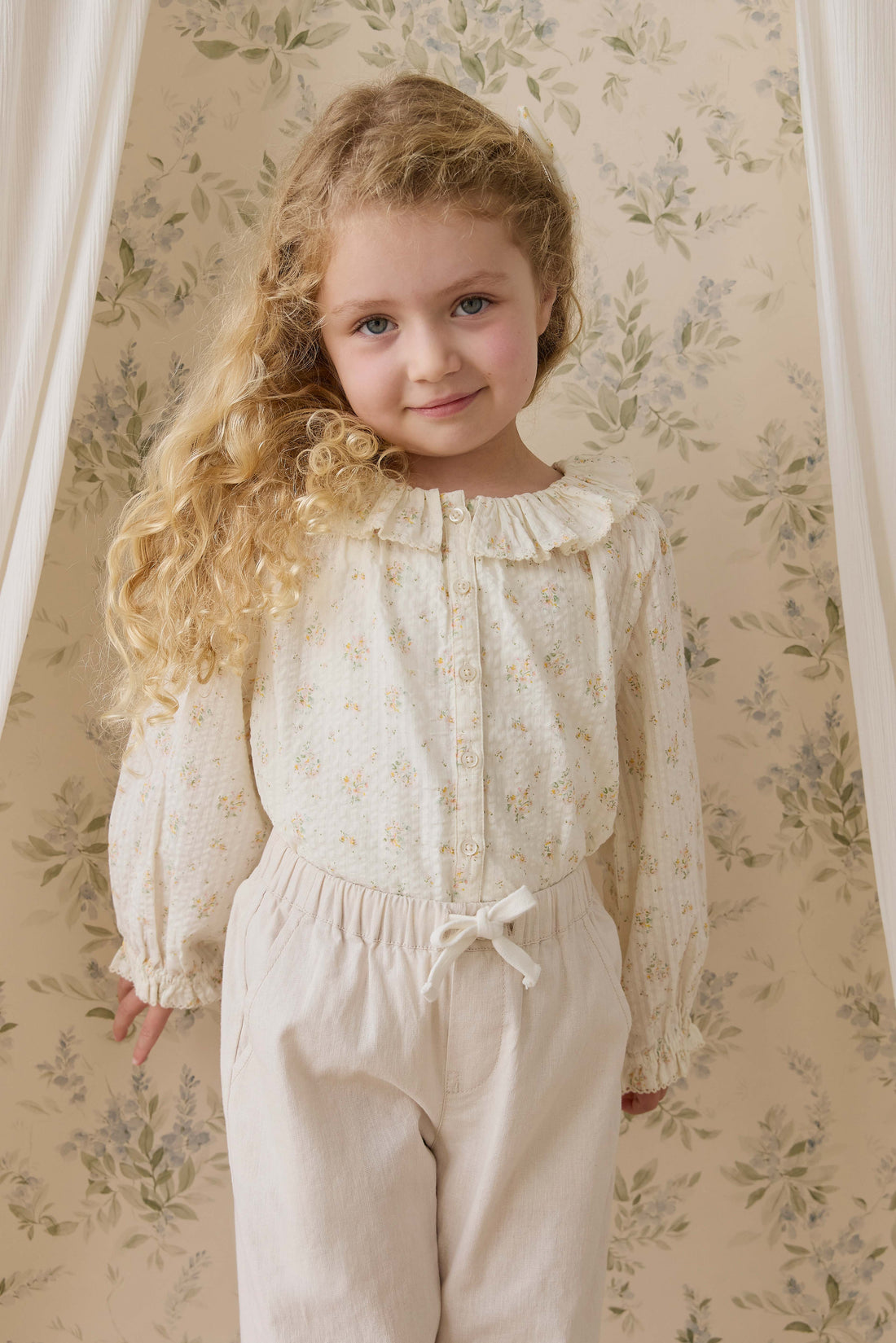 Organic Cotton Cecile Top - Justine Parchment Childrens Top from Jamie Kay NZ