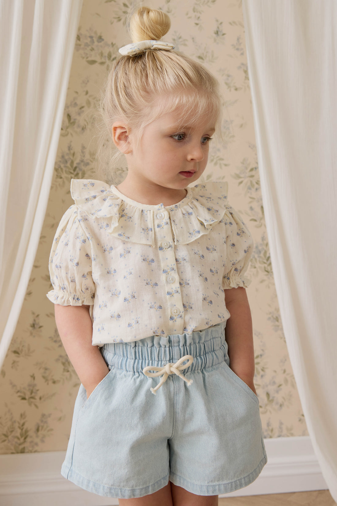 Organic Cotton Muslin Alora Top - Molly Blue Childrens Top from Jamie Kay NZ
