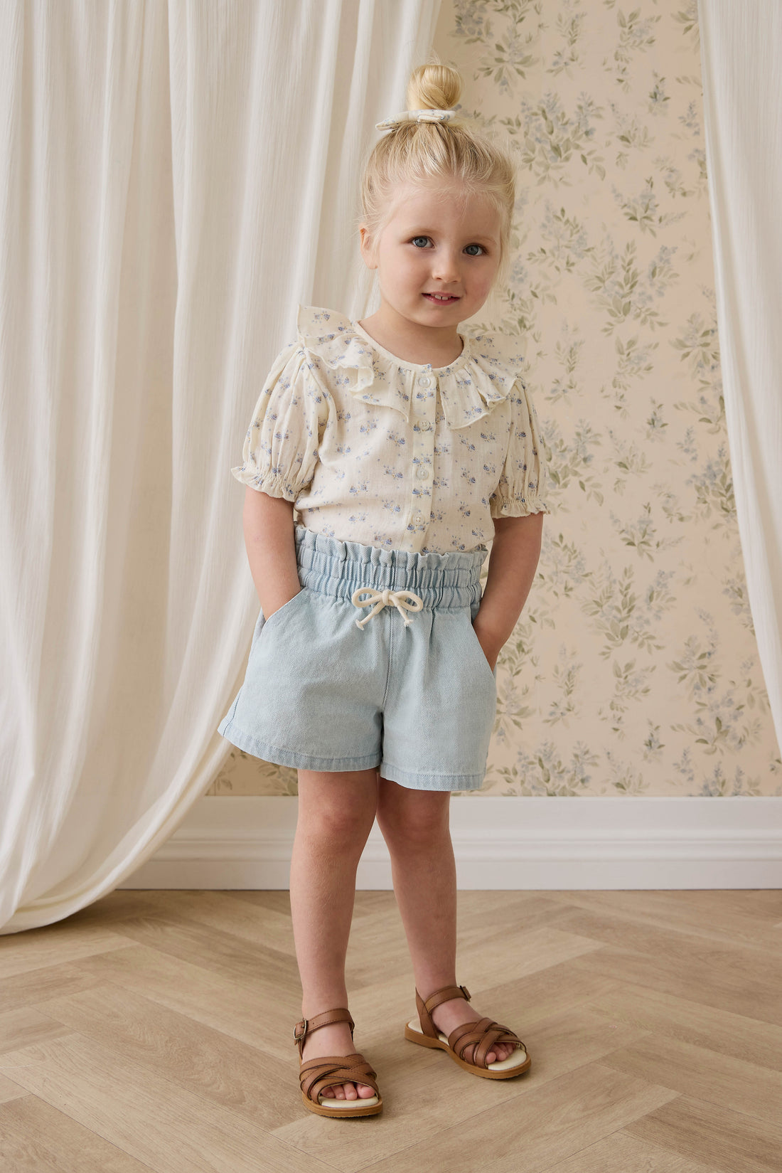 Organic Cotton Muslin Alora Top - Molly Blue Childrens Top from Jamie Kay NZ