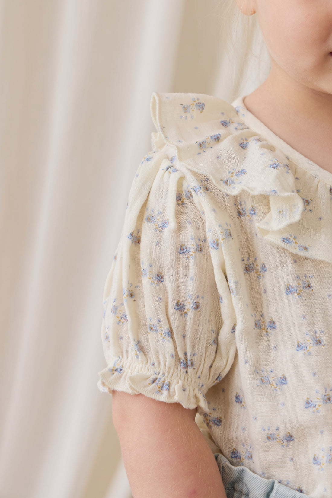 Organic Cotton Muslin Alora Top - Molly Blue Childrens Top from Jamie Kay NZ