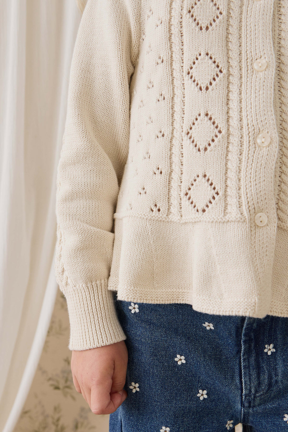Annabelle Cardigan - Vanilla Childrens Cardigan from Jamie Kay NZ