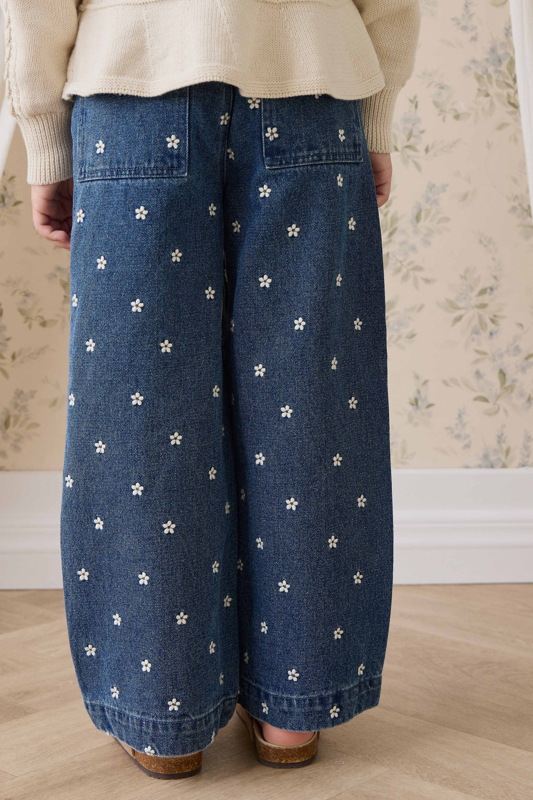 Amandine Pant - Josie Floral Denim Childrens Pant from Jamie Kay NZ