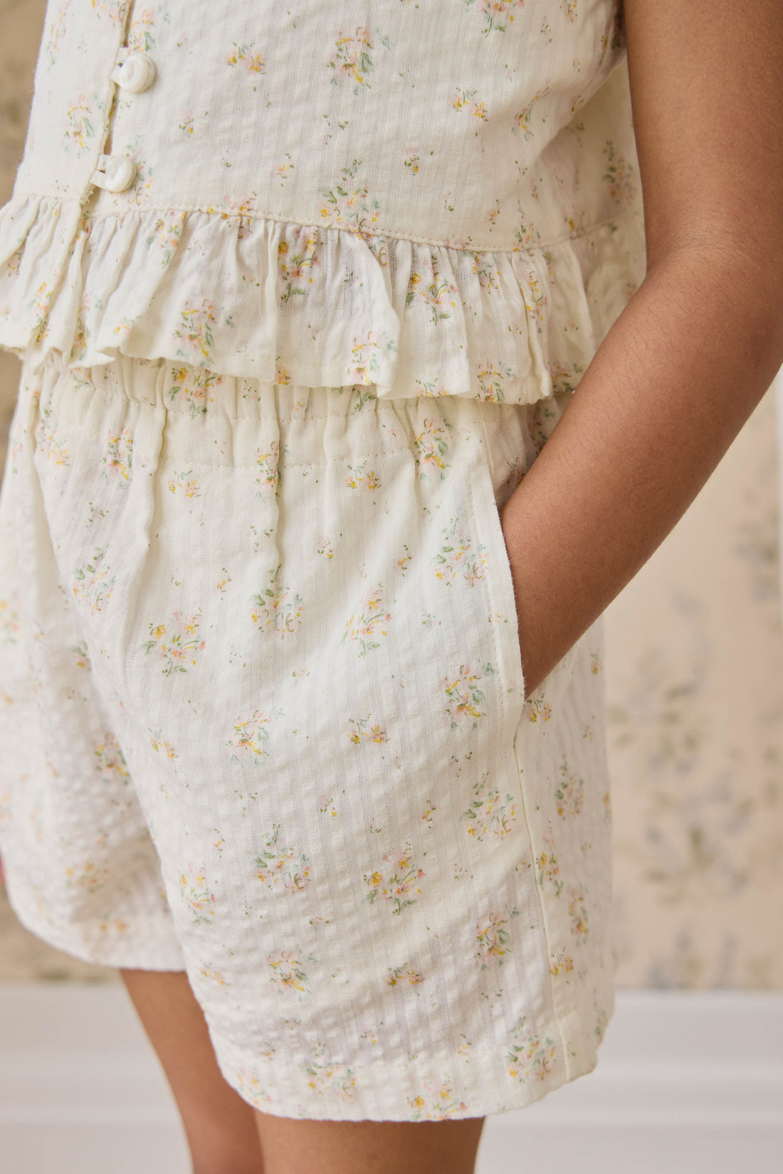 Organic Cotton Selah Short - Justine Parchment Childrens Shorts from Jamie Kay NZ