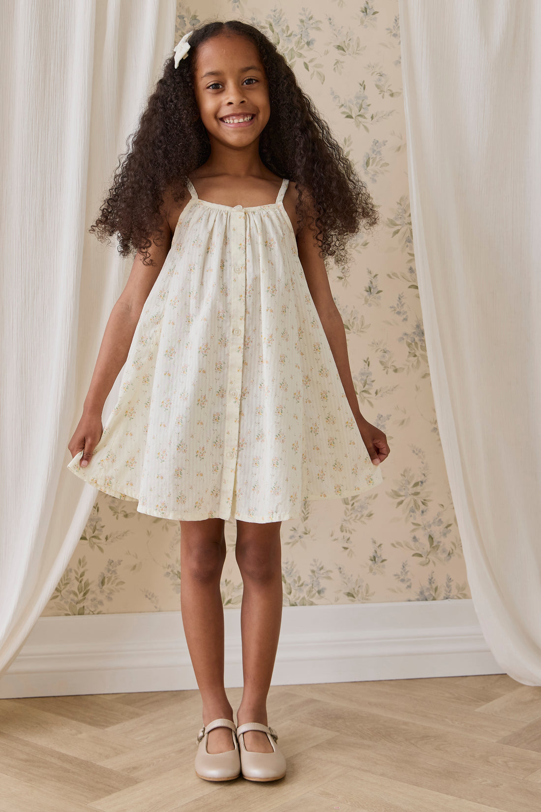 Organic Cotton Cosette Dress - Justine Parchment Childrens Dress from Jamie Kay NZ