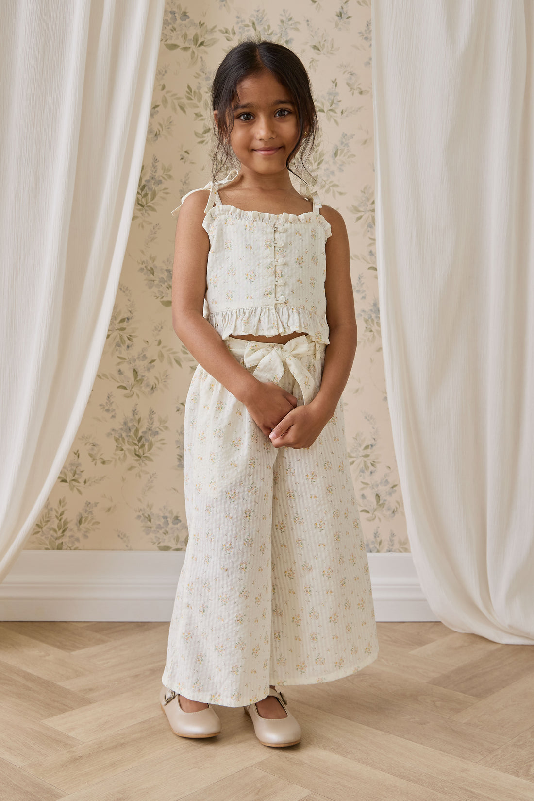 Organic Cotton Cosette Pant - Justine Parchment Childrens Pant from Jamie Kay NZ
