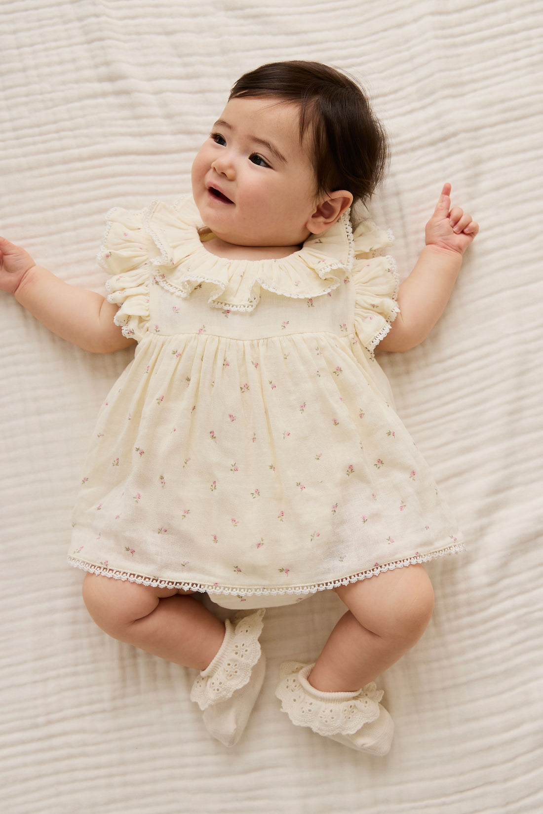 Organic Cotton Muslin Frannie Playsuit - Willow Rose Childrens Playsuit from Jamie Kay NZ