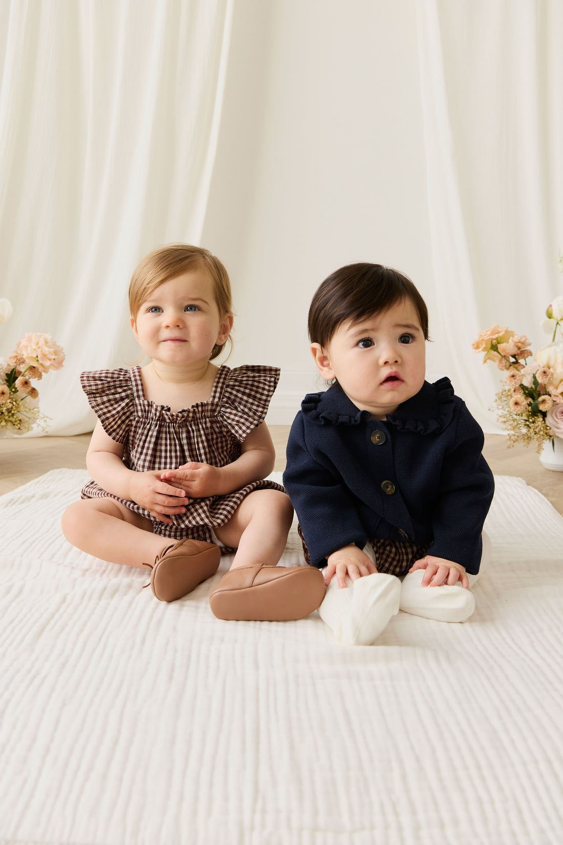 Organic Cotton Harriet Playsuit - Cinnamon Gingham Childrens Playsuit from Jamie Kay NZ