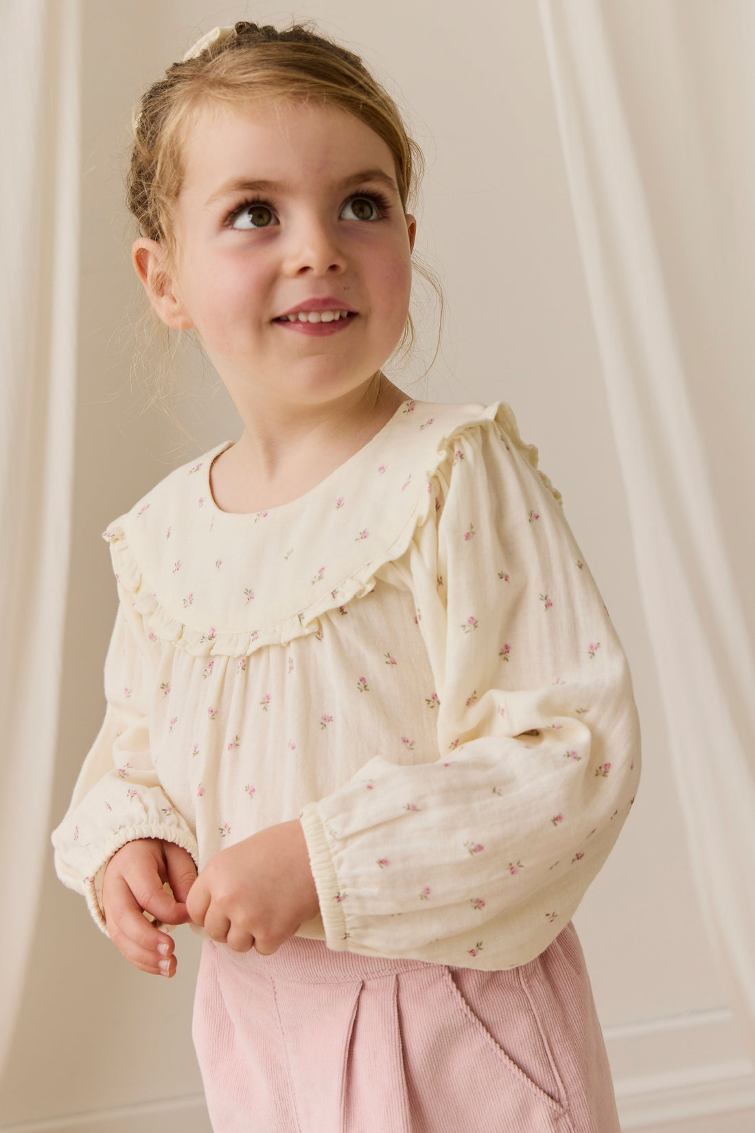 Organic Cotton Muslin Amira Blouse - Willow Rose Childrens Top from Jamie Kay NZ