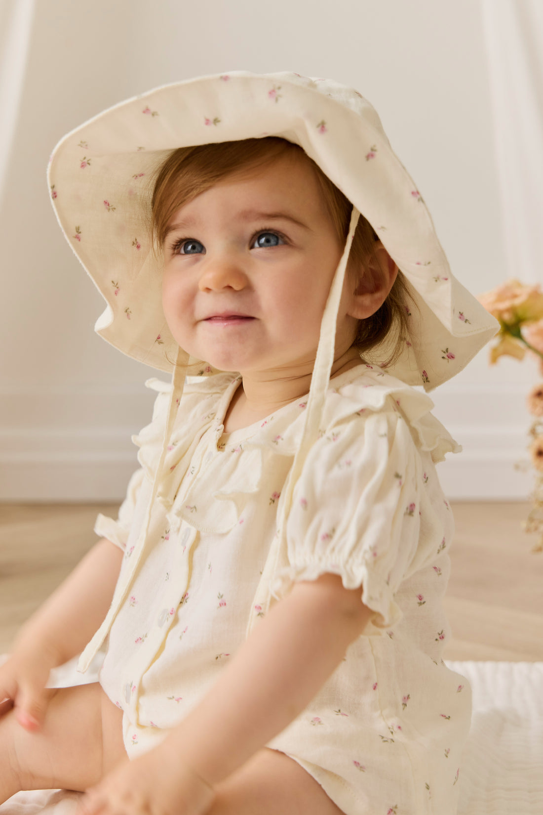 Organic Cotton Muslin Noelle Hat - Willow Rose Childrens Hat from Jamie Kay NZ