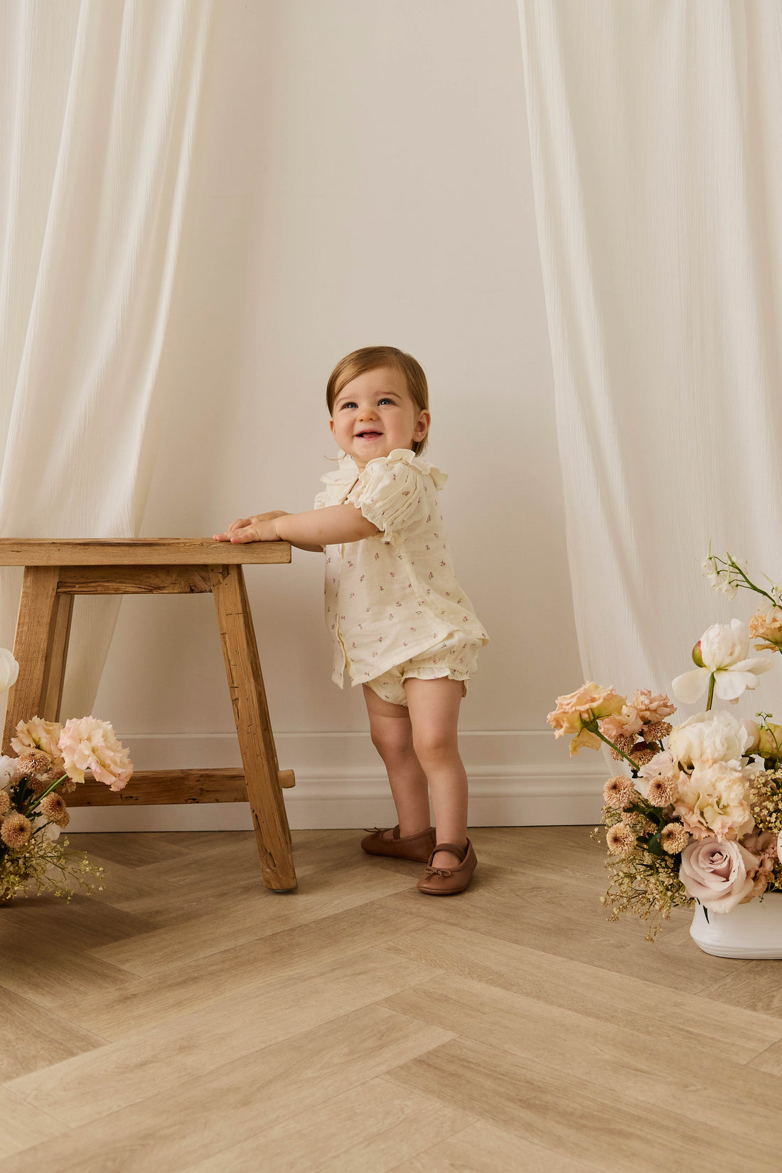 Organic Cotton Muslin Frill Bloomer - Willow Rose Childrens Bloomer from Jamie Kay NZ