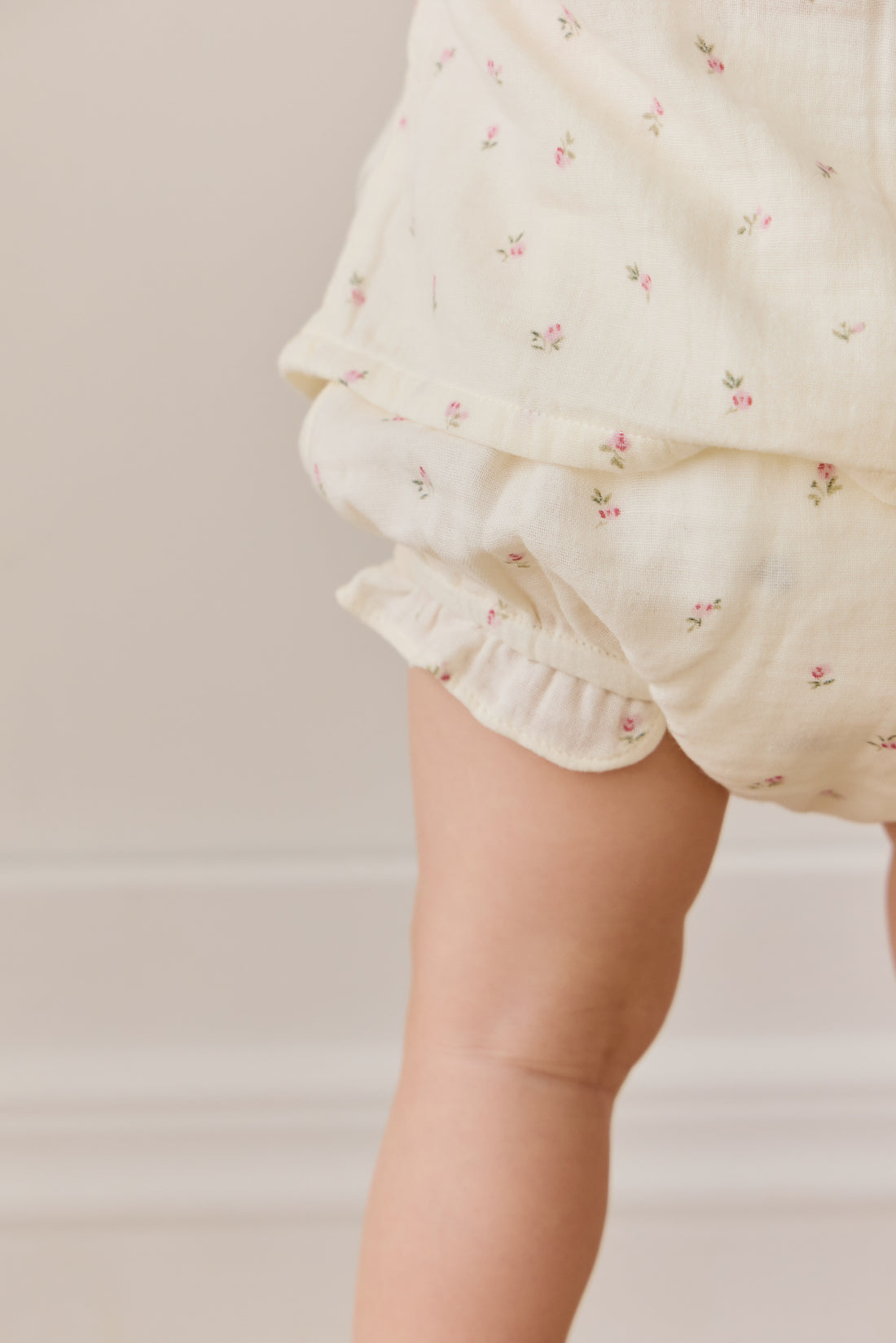 Organic Cotton Muslin Frill Bloomer - Willow Rose Childrens Bloomer from Jamie Kay NZ