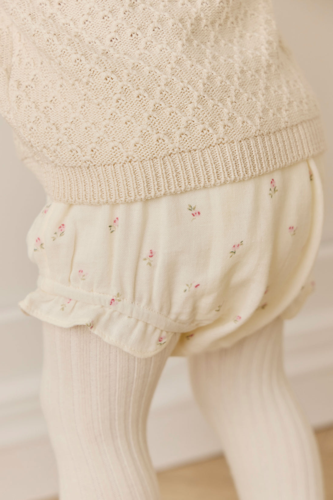 Organic Cotton Muslin Frill Bloomer - Willow Rose Childrens Bloomer from Jamie Kay NZ